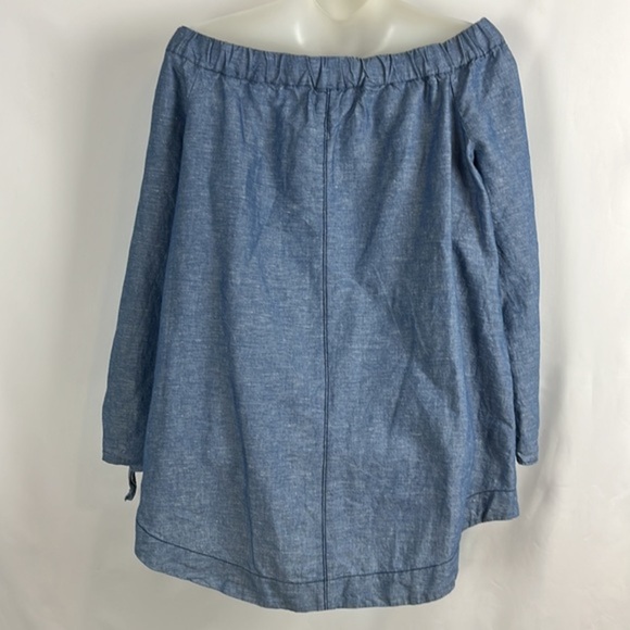 Free People Show Me Some Shoulder Chambray Top Blouse Size S - Picture 8 of 10